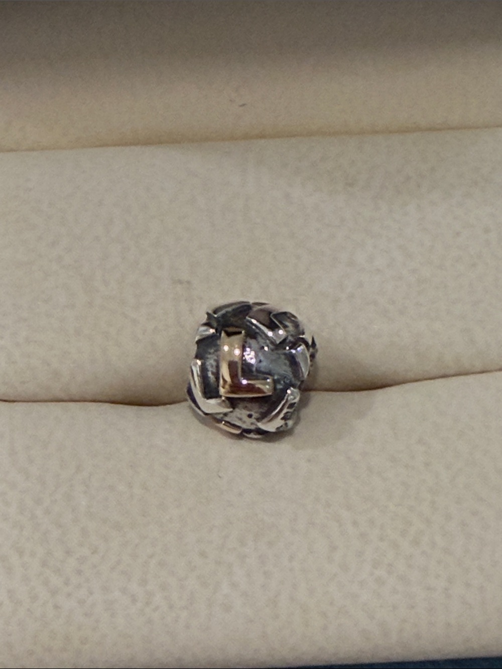 Authentic Pandora Silver Gold Two-Tone 'L' Initial Charm Bead Retired